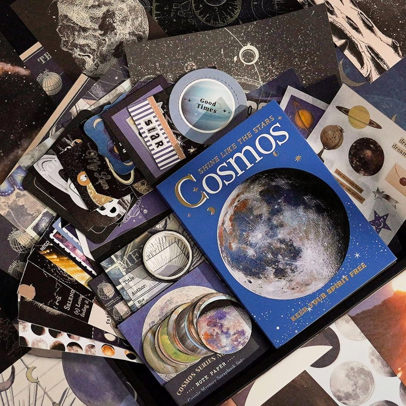 Funto Scrapbooking Kit(154 PCS), Cosmic Series-Cosmic Mystery, Perfect for Bullet Scrapbooking Materials, Planner DIY Arts Craft Collage - Image 3